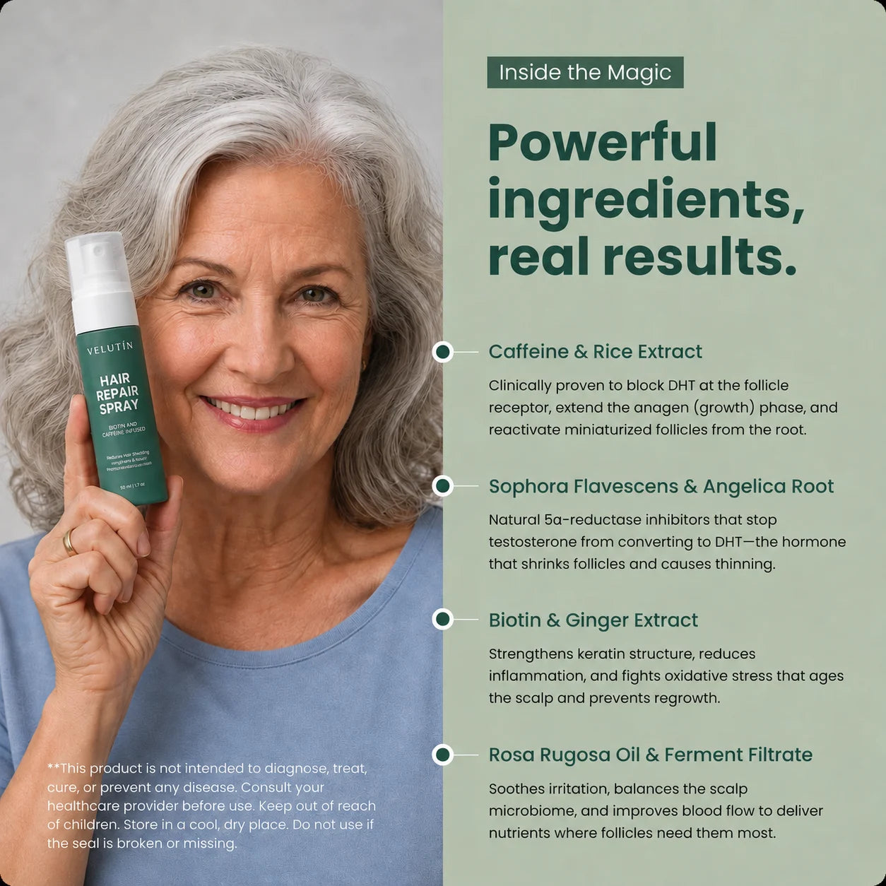 Velutín Repair Spray — Eliminates Thinning Hair