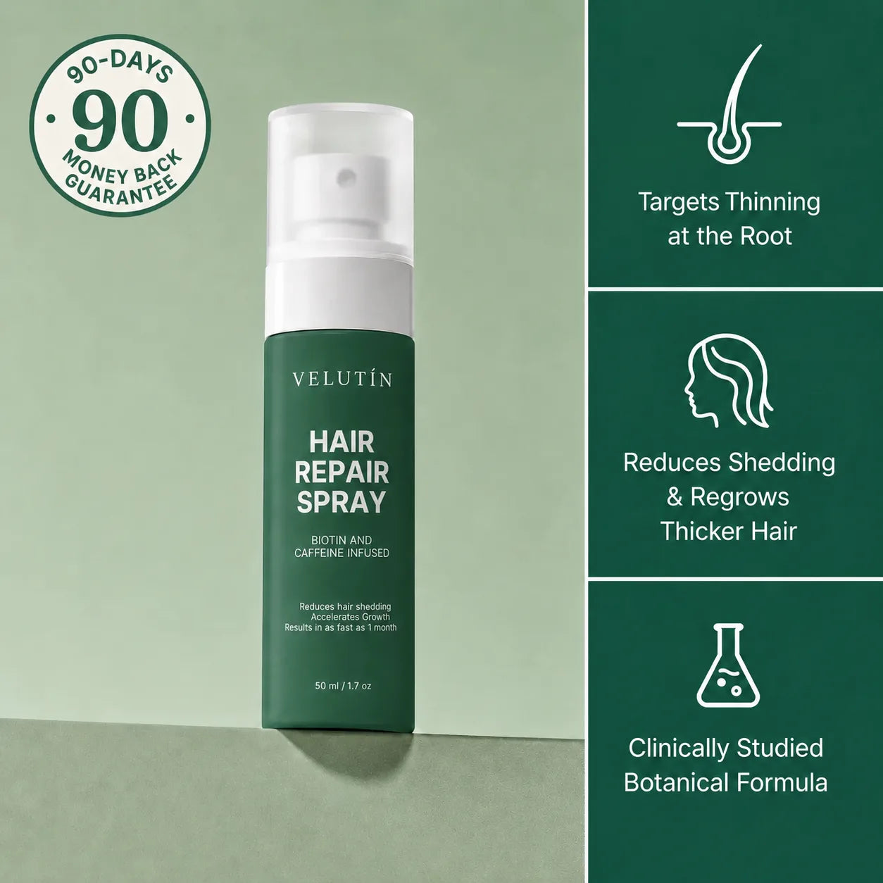 Velutín Repair Spray — Eliminates Thinning Hair